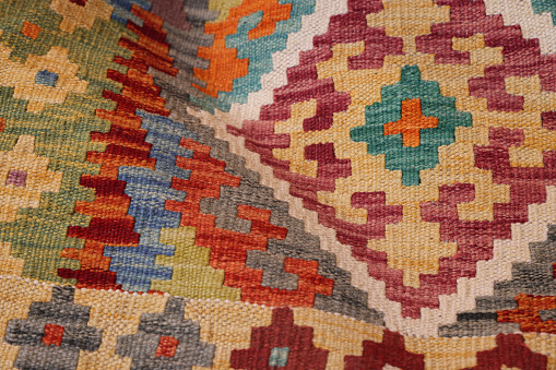 Great texture of colorful rug pile