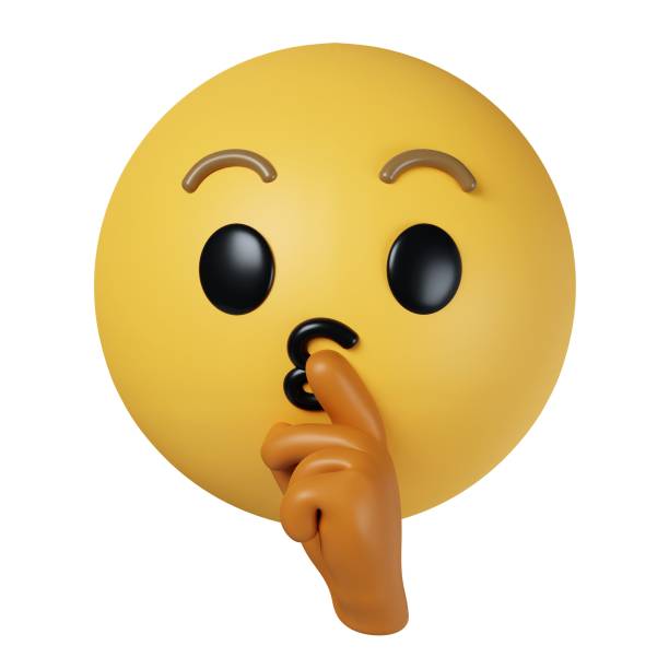 istock 3d Emoji making silence hand gesture. icon isolated on gray background. 3d rendering illustration. Clipping path. 1701996995