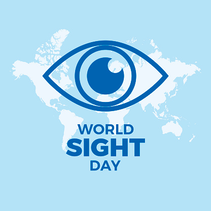 Human blue eye simple icon vector. Second Thursday of October. Important day