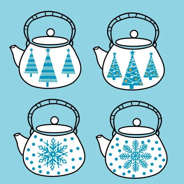 Vector illustration of Teapots .