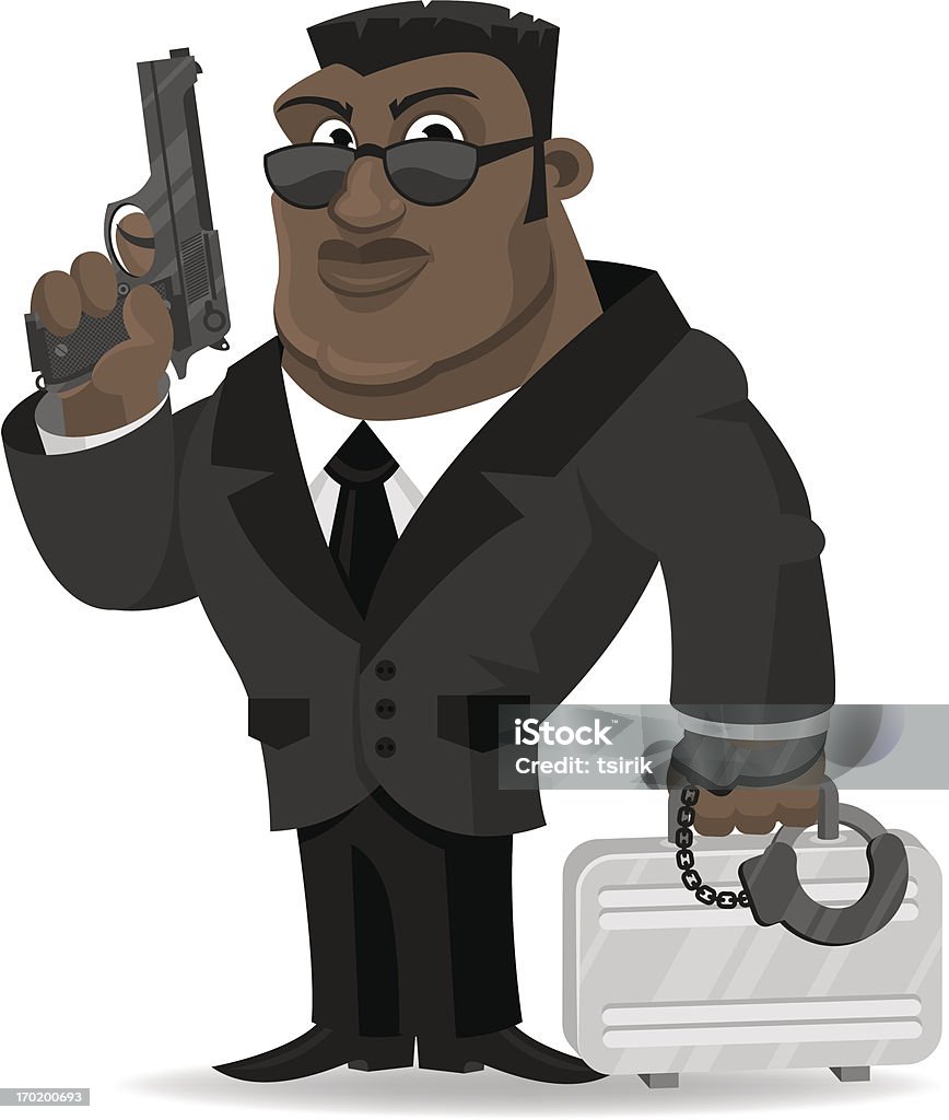 African agent keeps gun and suitcase Illustration african agent keeps gun and suitcase, format EPS 8 Adult stock vector