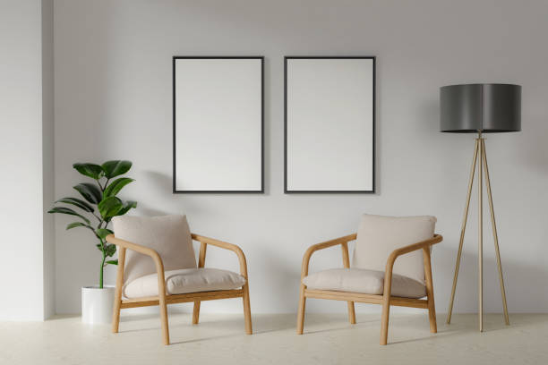 istock Frame mockup in contemporary minimalist beige room interior. 3d render illustration 1702013915