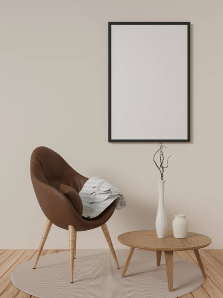istock Frame mockup in contemporary minimalist beige room interior. 3d render illustration 1702014436
