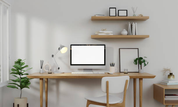 istock A modern PC computer blank screen mockup is on a table in a modern minimal home office. 3d render illustration 1702015539