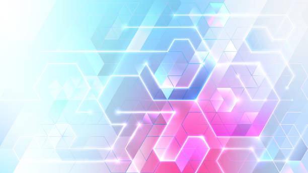 Mosaic light blue background. Glowing composition with triangle tiling. vector art illustration