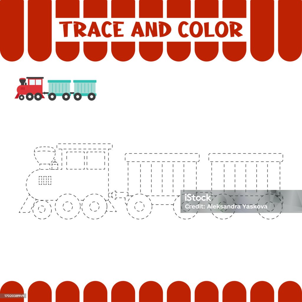 Process Tracking Graphics Train Trace Train Tracing Educational Page For Kids Handwriting Practice ...