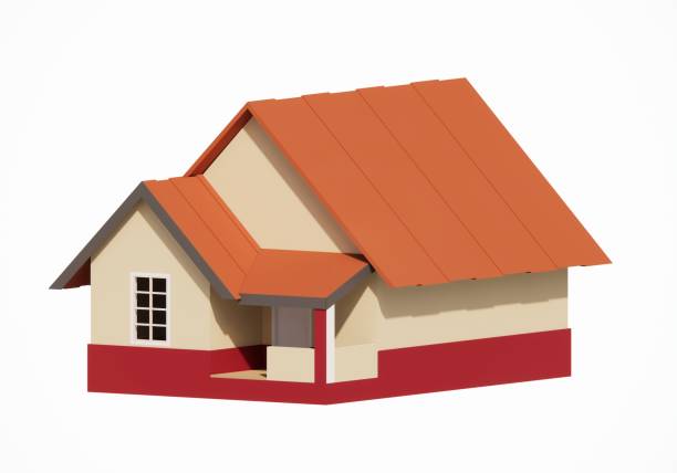 3d rendering model of a simple rural house suitable for illustration