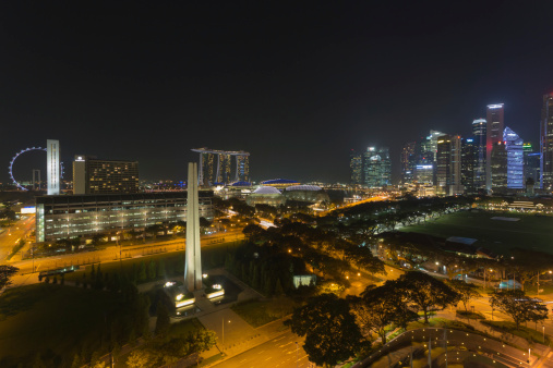 Singapore downtown skyline at night - Asia.