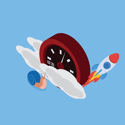 internet speed meter with rocket and snail 3d vector illustration concept for banner, website, illustration, landing page, flyer, etc