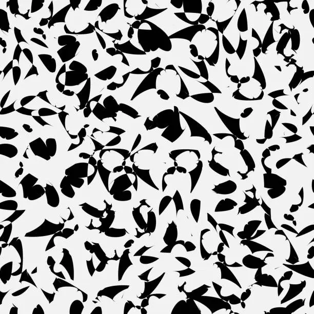 Vector illustration of Black and white organic shapes seamless pattern