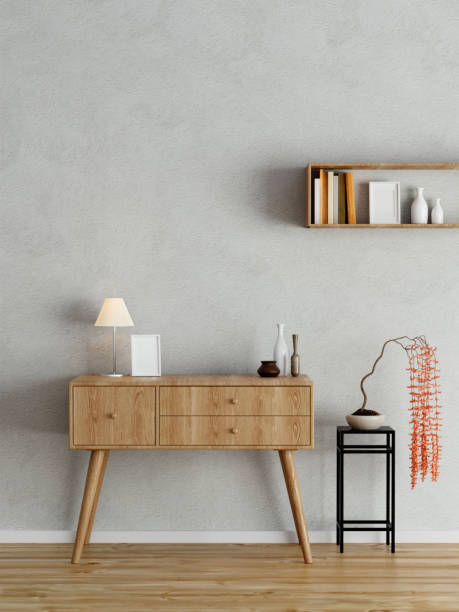 istock Empty wall in modern interior background, wooden office, 3D render illustration. 1702093611