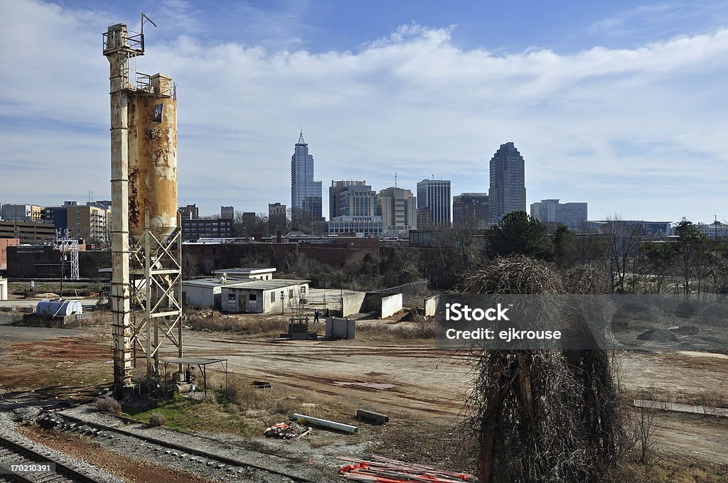 Grunge Raleigh Skyline View of downtown Raleigh North Carolina in winter Architecture Stock Photo