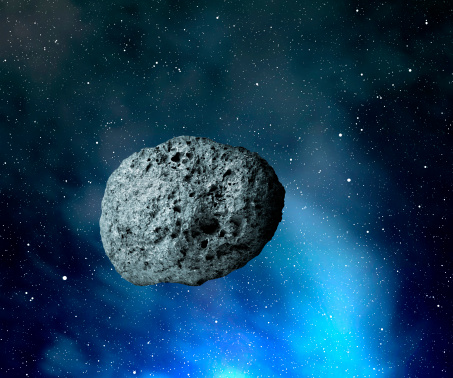 large asteroid flying in the universe