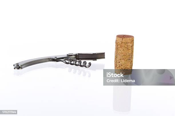 Cork And Metal Corkscrew Stock Photo - Download Image Now - Bottle Opener, Brown, Chrome