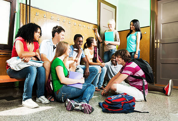 istock Group of students relaxing during the school break. 170215461