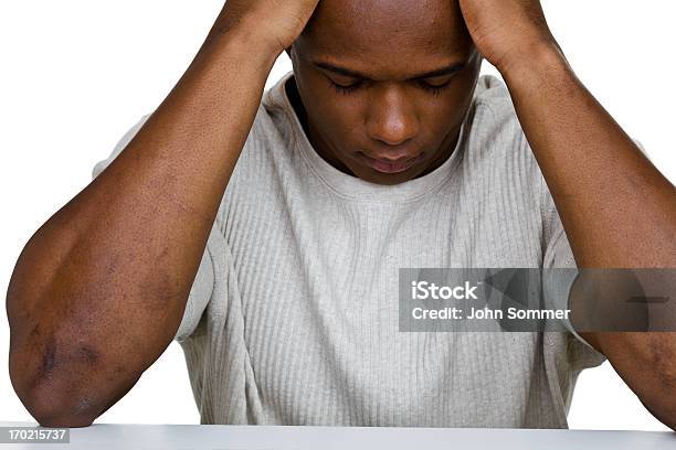 Man Looking Down Stock Photo - Download Image Now - Cut Out, Emotional Stress, Illiteracy