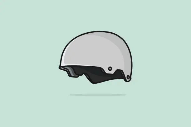 Vector illustration of Motorbike Helmet vector illustration. People safety object icon concept. Motorcycle sport helmet side view vector design with shadow on a light green background. Sport helmet logo design.