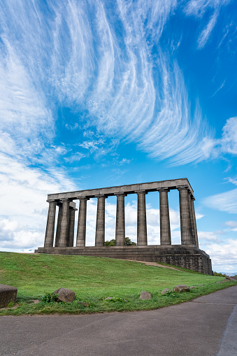 Monument of Romanesque columns on Calton Hill, city of Edinburgh, Scotland