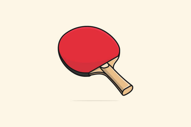 illustrazioni stock, clip art, cartoni animati e icone di tendenza di illustrazione vettoriale della racchetta da ping pong. concetto di icona degli oggetti sportivi. racchetta per giocare a ping pong. disegno vettoriale di ping pong di gioco sportivo con ombra. - tennis ball court tennis tennis racket