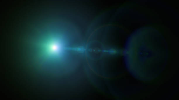 istock Blue lens flare overlay on black background design element 1702186211