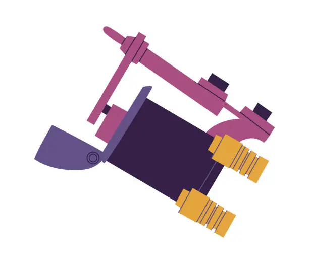 Vector illustration of Traditional rotary tattoo machine