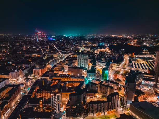 istock Aerial view of Milan downtown at night 1702204921