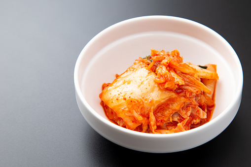 Kimchi on a black background.