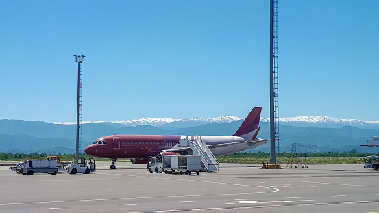 Plane on runway in Batumi, Georgia
