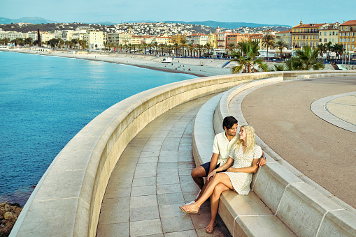 Happy Millennials Discovering the Charm of Southern France, enjoying the coastal city of Nice.