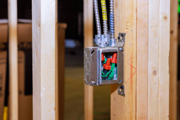 istock Interior electrical wiring metal box for house under construction 1702223287