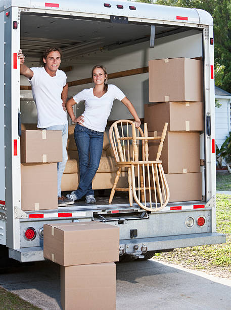 istock Young couple in moving van 170222681