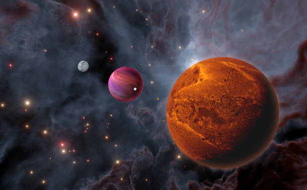istock Exoplanet and Extrasolar moons, or exomoons in deep space 1702237791