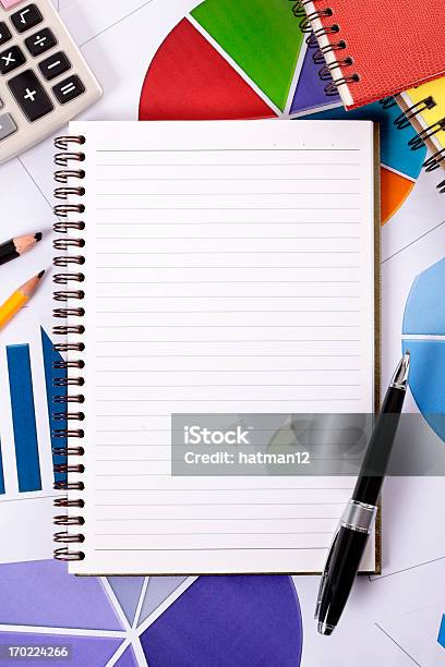 Financial Background With Blank Notepad Stock Photo - Download Image Now - Color Image, Graph, Pie Chart