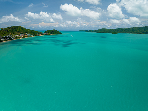 Beautiful sea summer landscape, Waves sea water surface, High quality sea top view, Bird's eye view ocean ,Sea ocean waves background