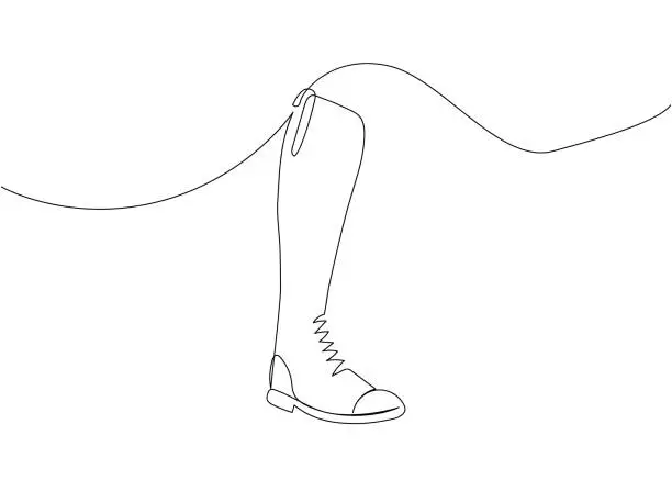 Vector illustration of Paddock boot one line art. Continuous line drawing of horseback riding, sport, equestrian boots, horse, shoes, Jodhpur boot, rider, horseman, activity, athlete, strength, training.