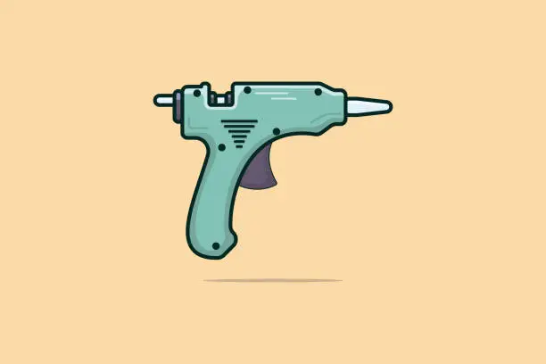 Vector illustration of Electric Hot Glue Gun vector illustration. Repairing hand tool object icon concept. Hot pistol equipment for craft and art vector design. Hand tool for gluing with repairing and adhesive fixation.