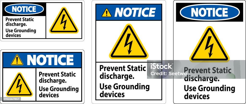 Static Discharge Sign Notice Sign Prevent Static Discharge Use Grounding Devices Stock ...