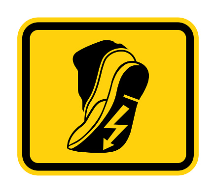 Caution Sign Use Anti-Static Footwear Symbol