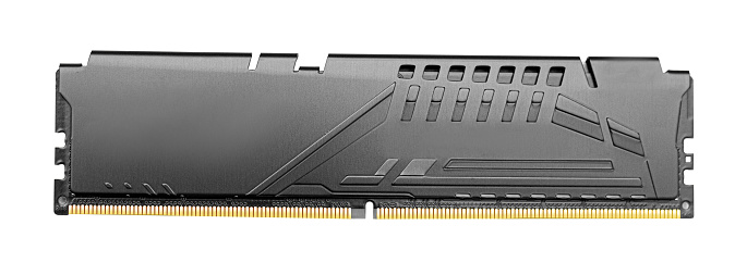 a high-speed gaming ddr RAM module DDR5 isolated on white background with clipping path