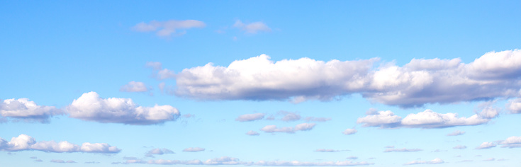 Blue sky with white clouds background panoramic image