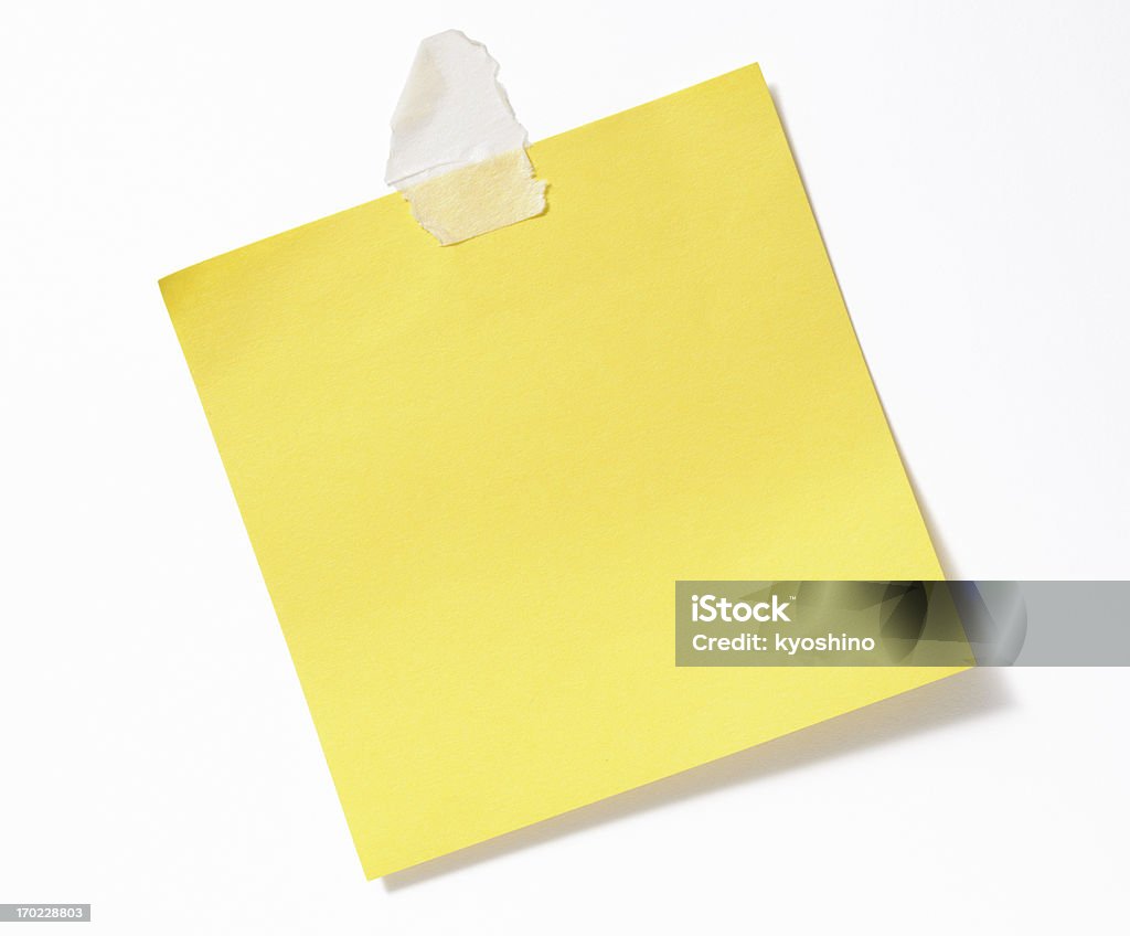 ブランク黄色粘着性注意、粘着剤付きテープの白背景 - からっぽのロイヤリティフリーストックフォト
