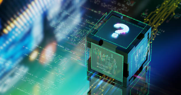 istock Got questions? Vibrant modern question mark on digital background 3D render 1702297061