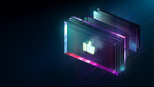Holographic like icon code futuristic background. CGI 3D render