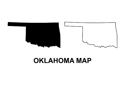Set of Oklahoma map, united states of america. Flat concept symbol vector illustration .