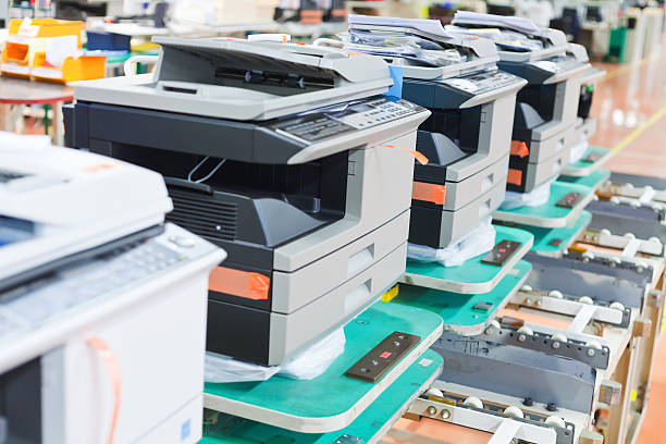several assembled copiers on factory several assembled copiers on factory close up. medium group of objects stock pictures, royalty-free photos & images