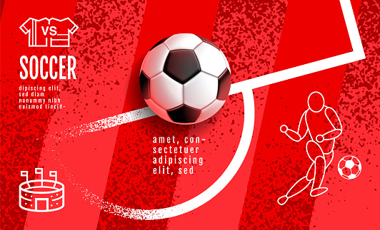 Soccer Template design , Football banner, Sport layout design, Red Theme, vector illustration