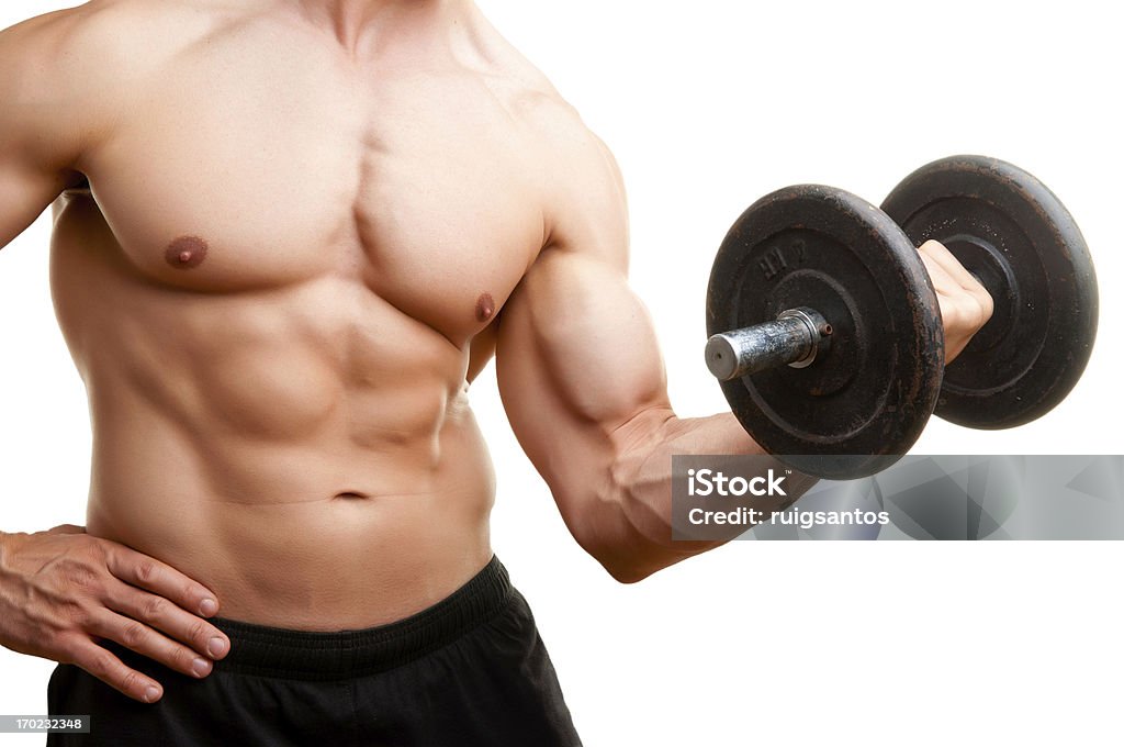 Biceps Curl Standing Dumbbell - Photo de Adulte libre de droits