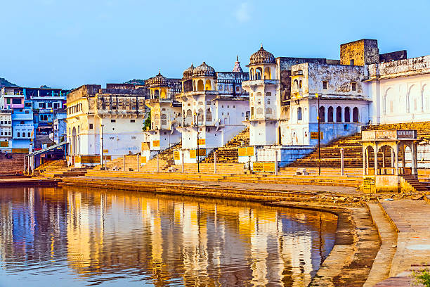 istock lake view to the ghats of Pushkar 170232377