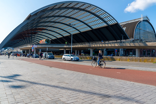 Amsterdam, Netherland - July 20, 2023: Central station in the morning