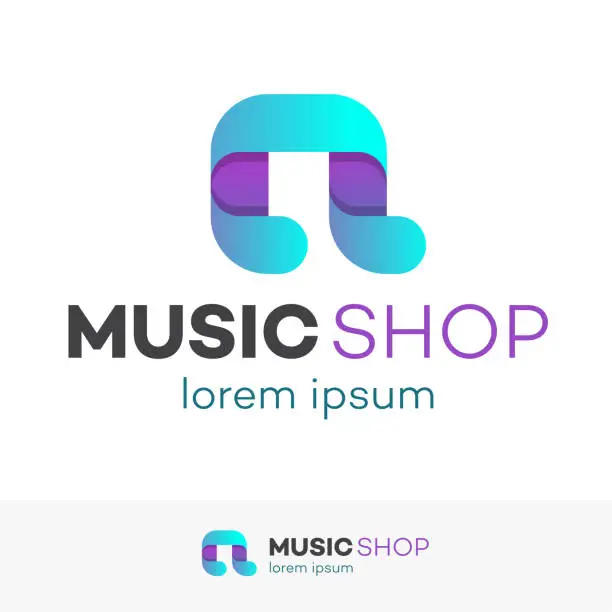 Vector illustration of Music shop logo modern gradient color style